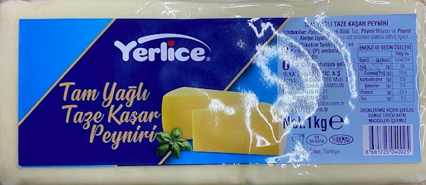YERLİCE 1 KG TAM YAĞLI TAZE  KAŞAR PEYNİRİ*12